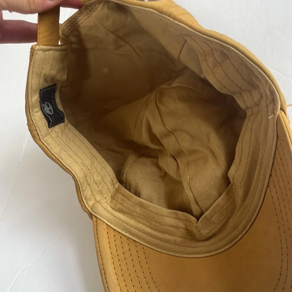 Timberland Baseball Cap Hat Leather Yellow and Brown